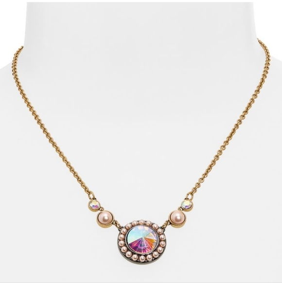 Kurt Geiger Jewelry - Kurt Geiger Octavia Gold Necklace with Iridescent Medallion Pendant, NWT